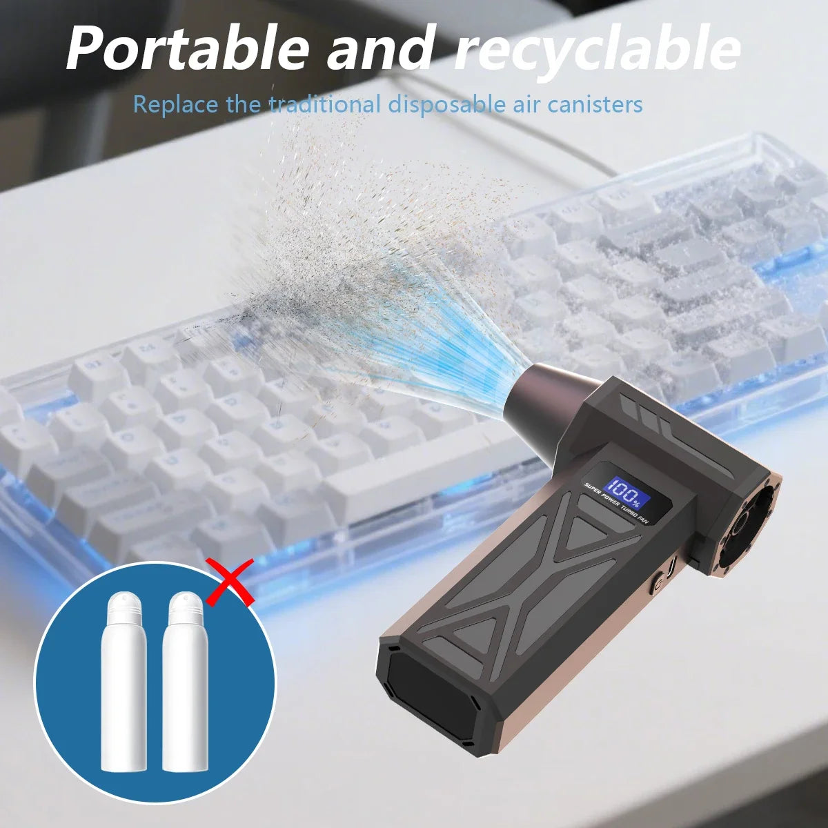 New 2025 Air Blower 110000Rpm 4 Gear Adjustable Turbo Jet Blower With Led Light Battery Display Cordless Compressed Air Duster