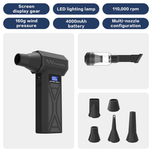 P70 Turbo Jet Blower 110000RPM High Power Air Blower Brushless Motor Turbo Fan Wind Speed 52m/s 40000mAh Violent Air Blower