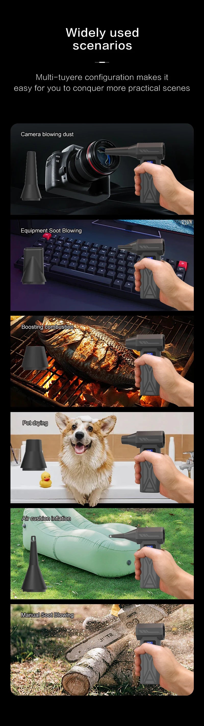 P70 Turbo Jet Blower 110000RPM High Power Air Blower Brushless Motor Turbo Fan Wind Speed 52m/s 40000mAh Violent Air Blower