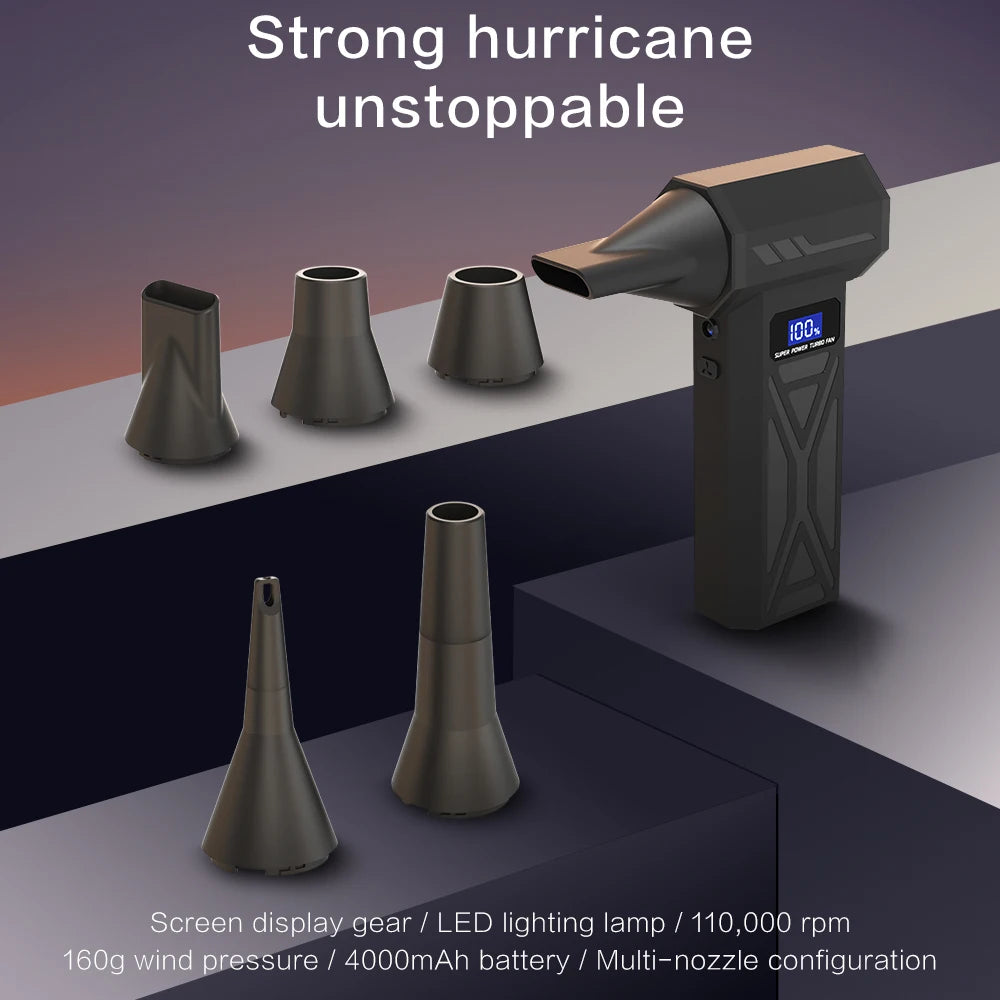 P70 Turbo Jet Blower 110000RPM High Power Air Blower Brushless Motor Turbo Fan Wind Speed 52m/s 40000mAh Violent Air Blower