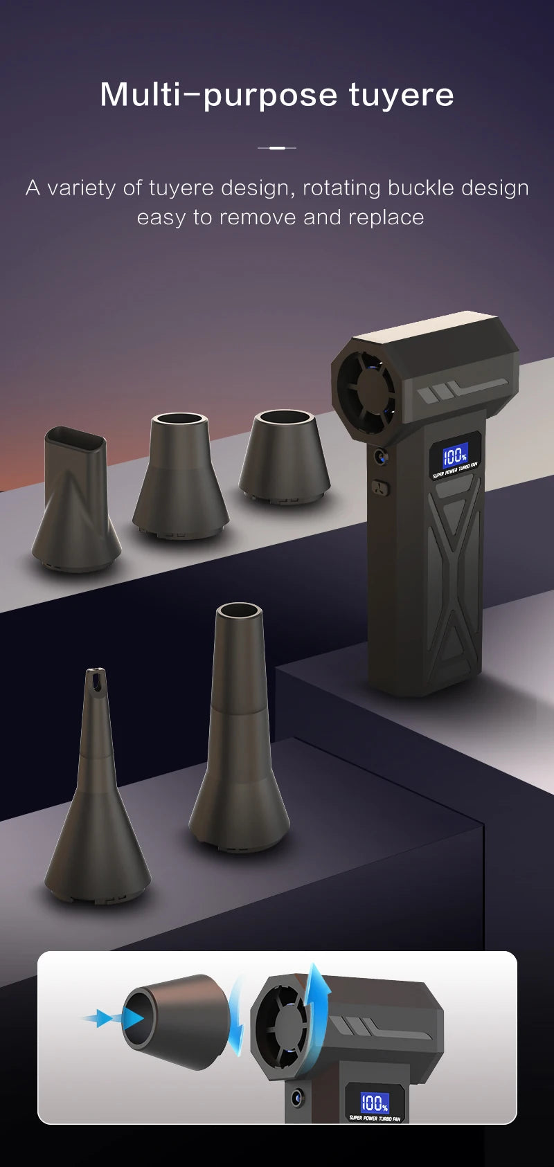 P70 Turbo Jet Blower 110000RPM High Power Air Blower Brushless Motor Turbo Fan Wind Speed 52m/s 40000mAh Violent Air Blower
