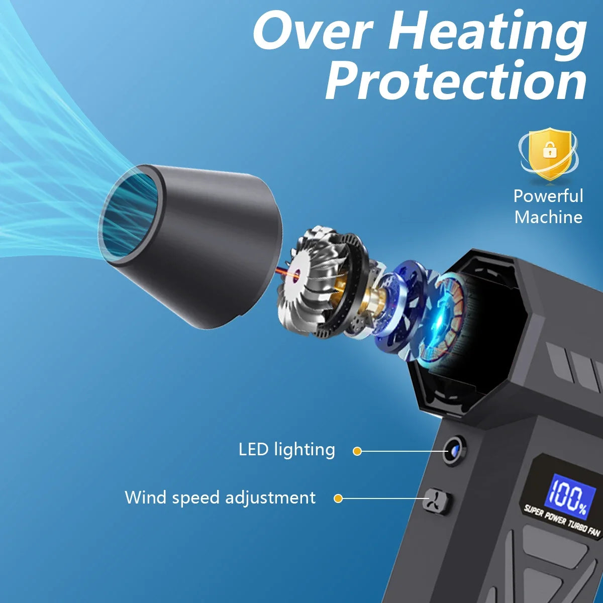 New 2025 Air Blower 110000Rpm 4 Gear Adjustable Turbo Jet Blower With Led Light Battery Display Cordless Compressed Air Duster