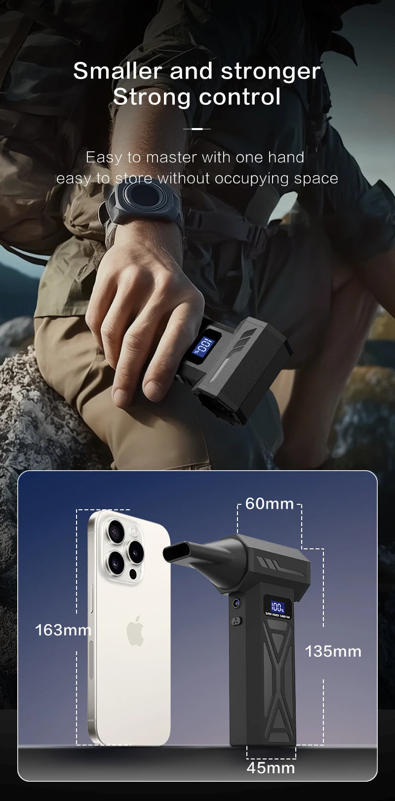 P70 Turbo Jet Blower 110000RPM High Power Air Blower Brushless Motor Turbo Fan Wind Speed 52m/s 40000mAh Violent Air Blower