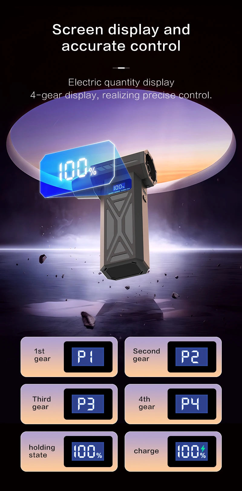 P70 Turbo Jet Blower 110000RPM High Power Air Blower Brushless Motor Turbo Fan Wind Speed 52m/s 40000mAh Violent Air Blower