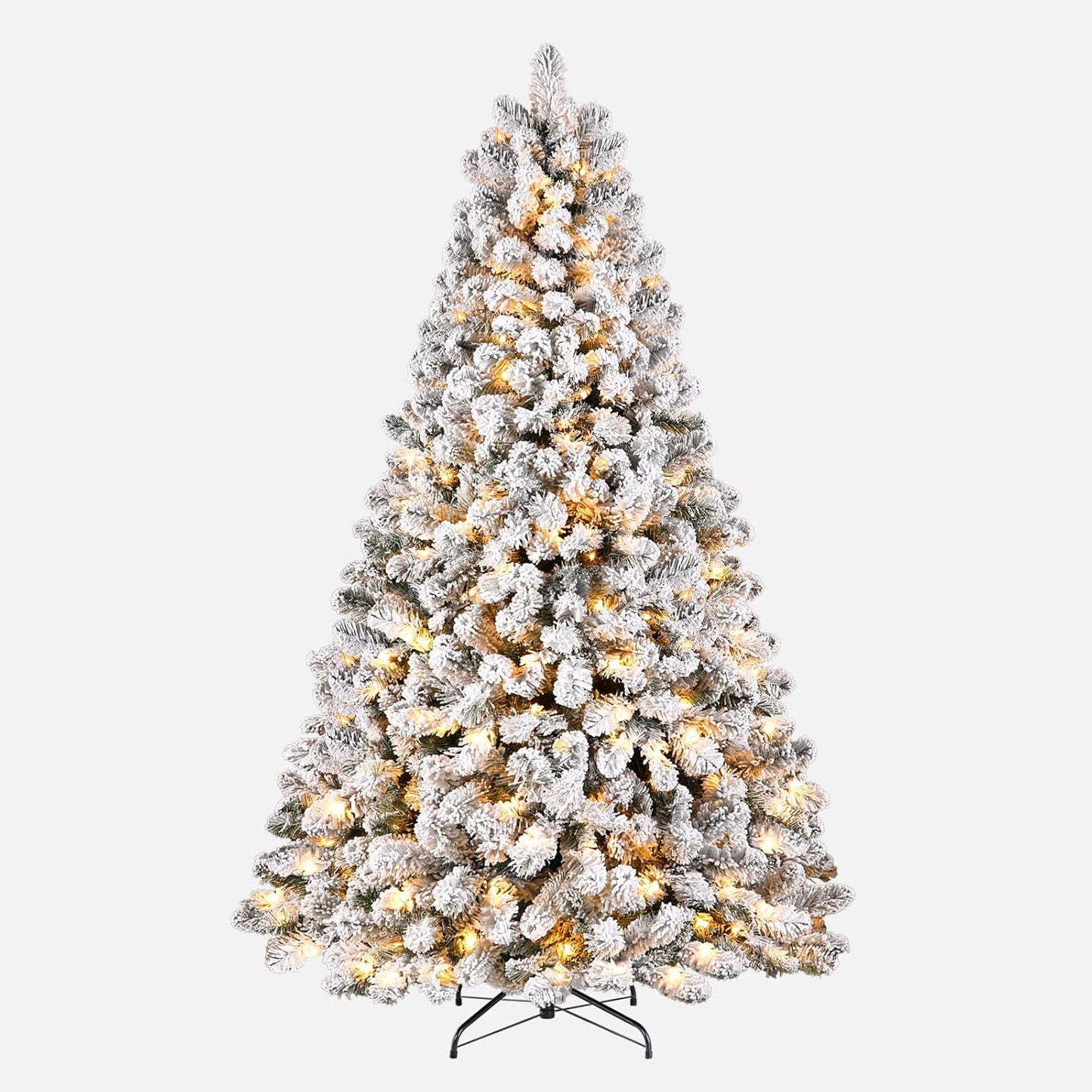 Transform Your Holiday Season with Our 7.5Ft Prelit Snow Flocked Christmas Tree - 350 Warm White Lights & 1170 Branch Tips for a Lush, Festive Atmosphere
