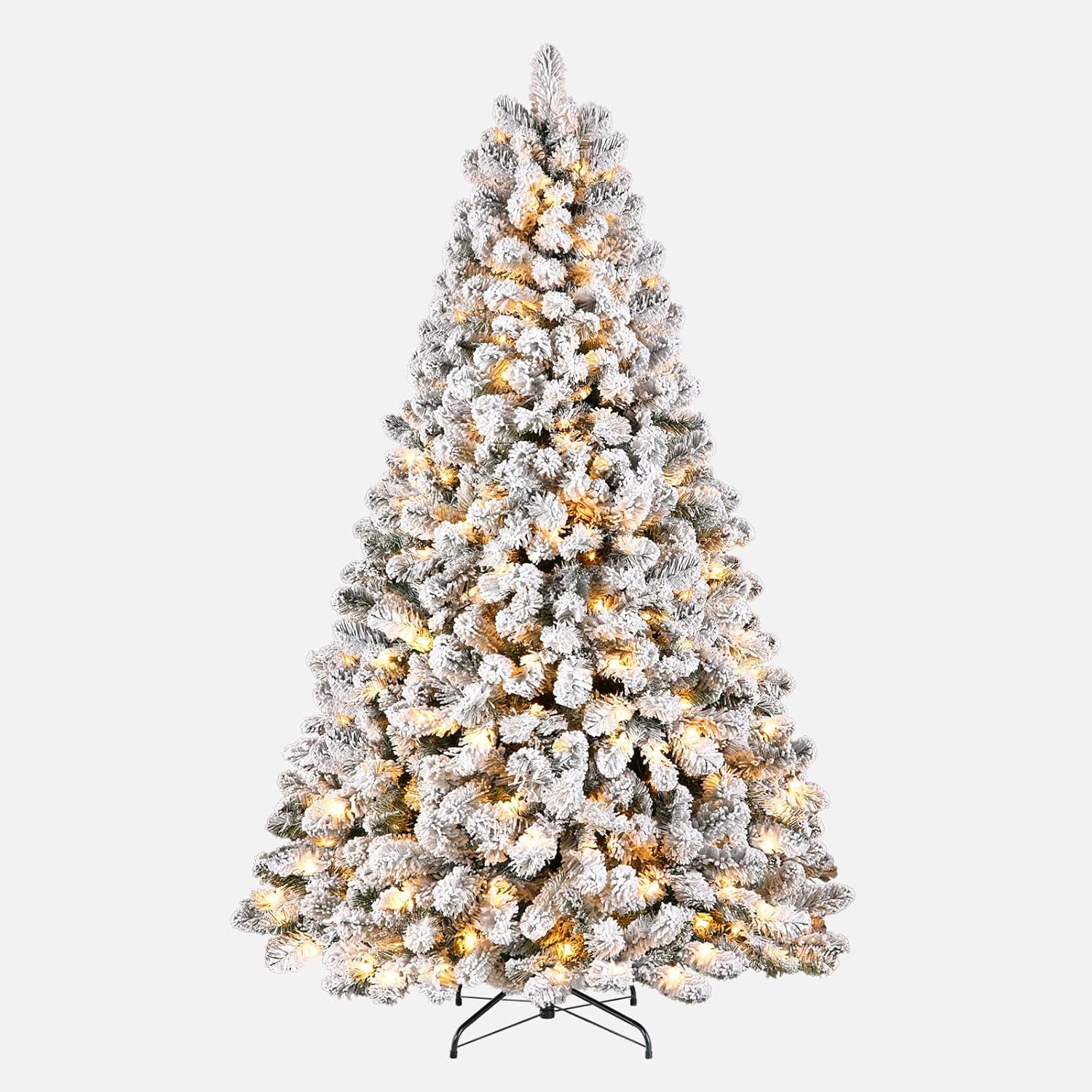 Transform Your Holiday Season with Our 7.5Ft Prelit Snow Flocked Christmas Tree - 350 Warm White Lights & 1170 Branch Tips for a Lush, Festive Atmosphere
